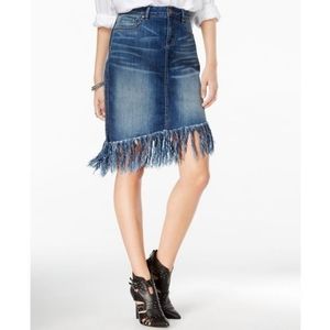 Willam Rast Fringe Denim Jean Skirt